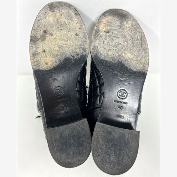 Chanel Black Quilted Patent Leather Drawstring Ankle Boots 40 - Picture 9 of 11